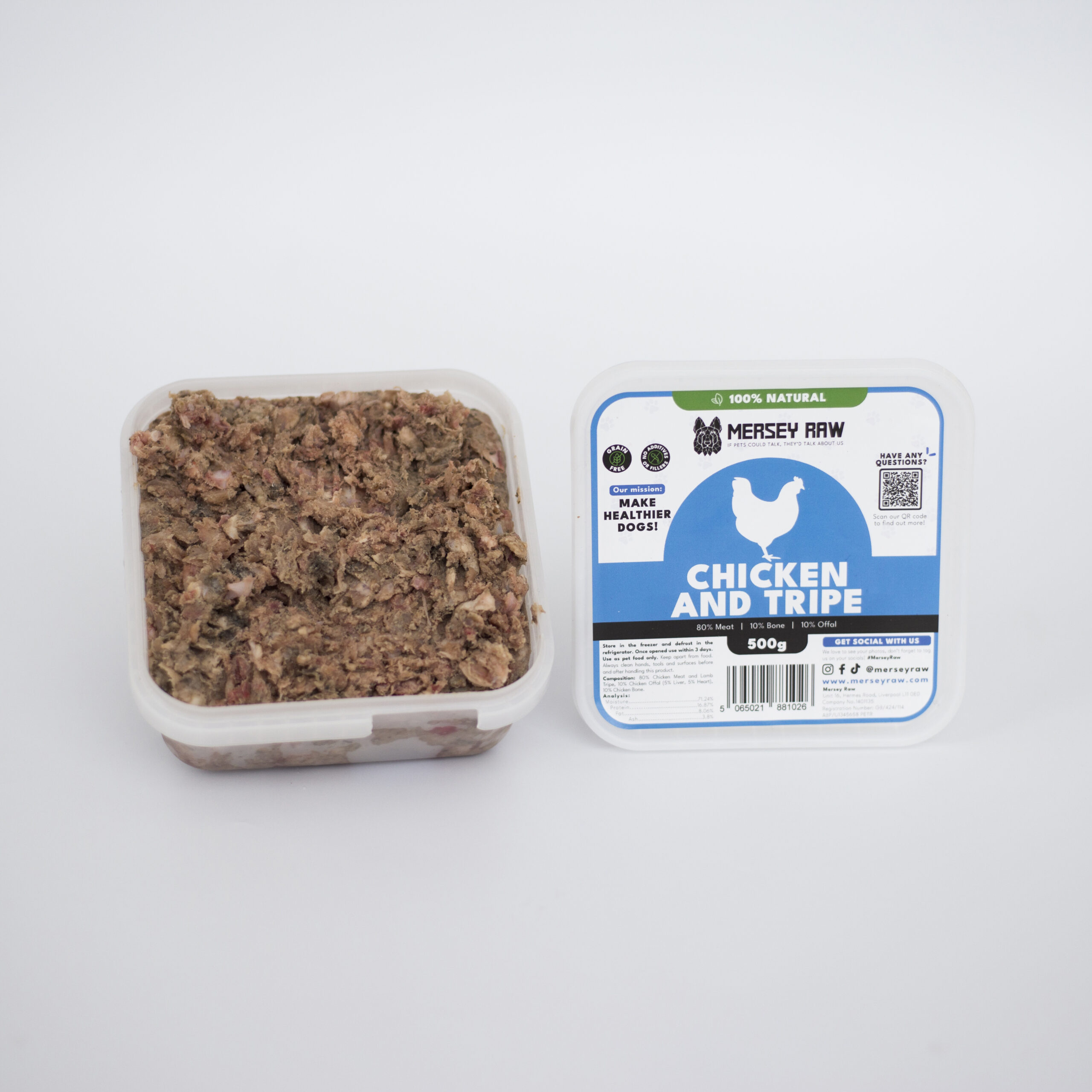 Mersey Raw Chicken and Tripe 500g