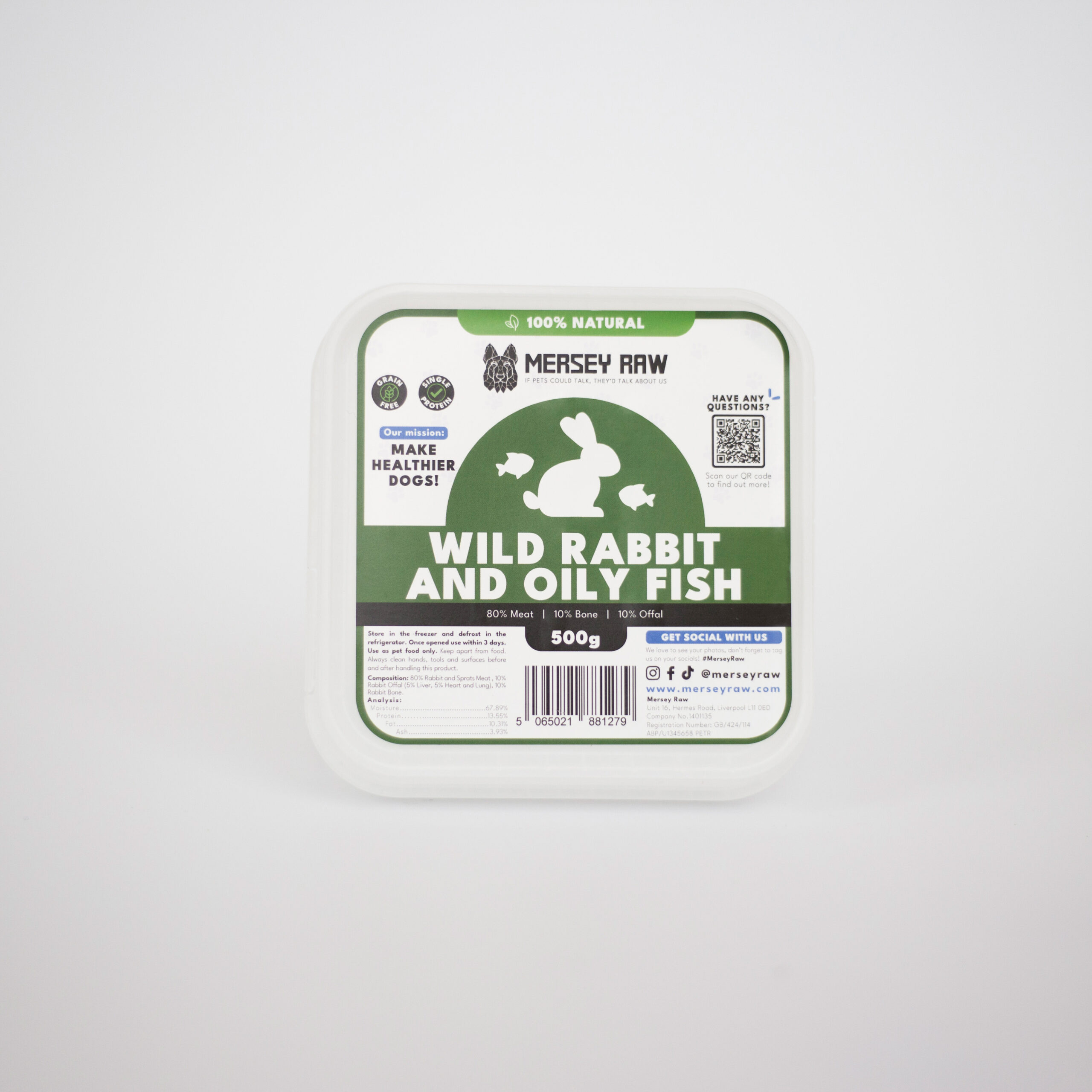 Mersey Raw Wild Rabbit and Oily Fish 500g